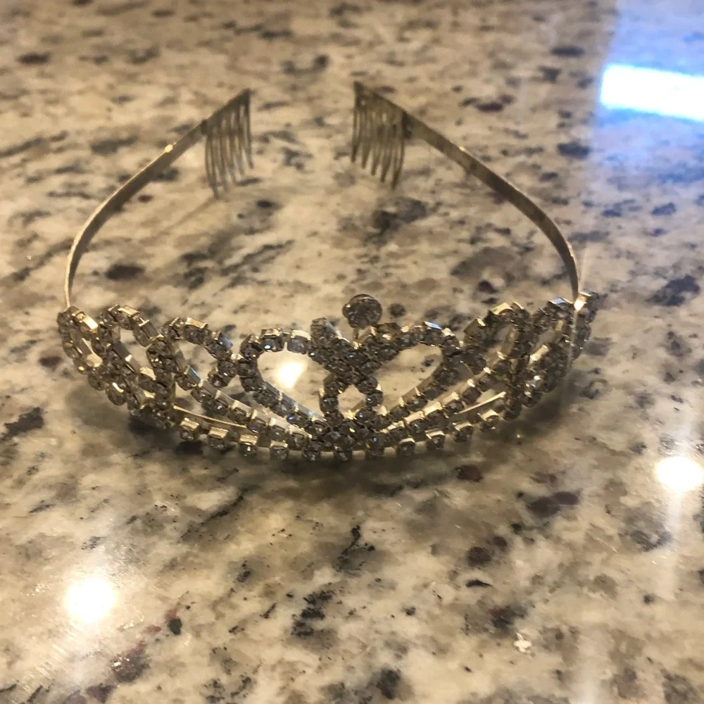 Gold Rhinestone Tiara Headband - Elegant Sparkle